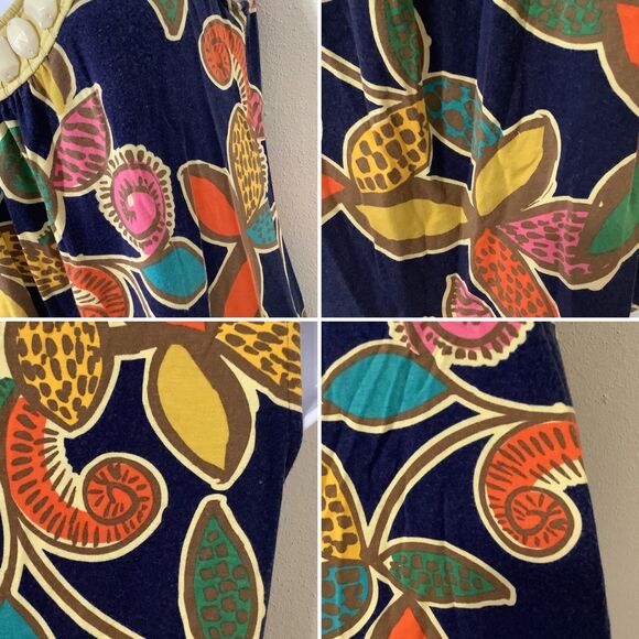 Boden Artsy Bohemian Hippie Graphic Floral Embellished Coloful Blouse Sz 4 - Picture 11 of 11